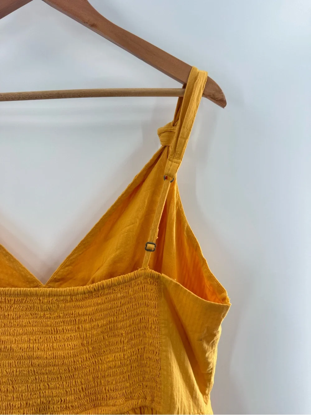 NWT Abercrombie & Fitch Cotton Tiered Smocked Maxi Dress Golden Yellow Size XL